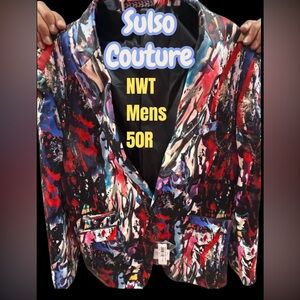 NWT Sulso Couture Multicolor Abstract Men's Blazer